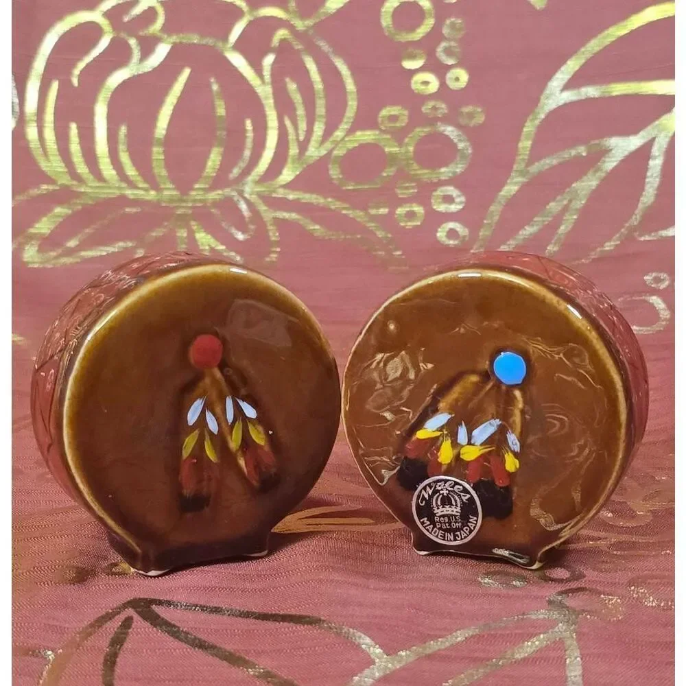 Wales Vintage Native American Chief Salt & Pepper Shakers